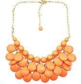 Image of Teardrop Bib Necklace + Earrings: Coral/Orange