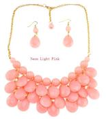 Image of Teardrop Bib Necklace + Earrings: Light Pink