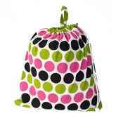 Image of Extra Large Laundry Bag for Dorm and Travel : Hot Pink Lime and Black Dots
