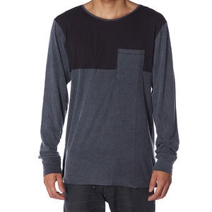 Image of L/SLEEVE PANEL TEE | ACID BLACK | BLACK