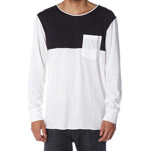Image of L/SLEEVE PANEL TEE | BLACK | NATURAL 