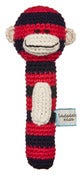 Image of  Crochet Navy and red monkey handrattle 