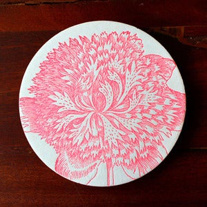 Image of Letterpress Fluorescent Pink Flower Coasters