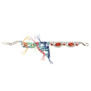 Image of Split Personality Crystal Bracelet W/Threads - Turquoise/Orange