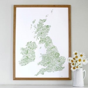 Image of Word Map of the British Isles (Colours)