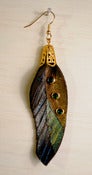 Image of Green Leather Wing Earrings