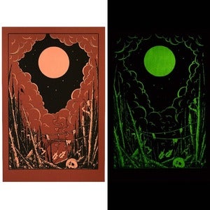 Image of "The dead forest" 3 color glow in the dark screenprint