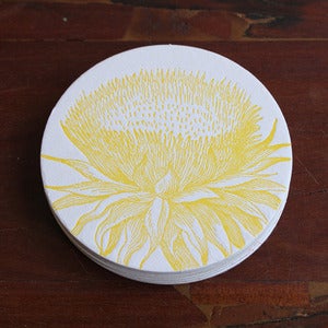 Image of Letterpress Yellow Thistle Coasters