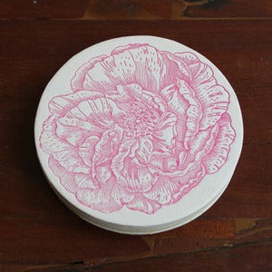 Image of Letterpress Dark Pink Rose Coasters