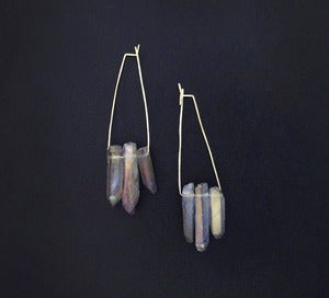 Image of JULIET SANG TO THE SEA - earrings (iridescent quartz)