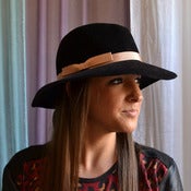 Image of Black wide brim winter hat 2 ($280)