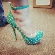 Image of Gold and Teal Spike Heels 