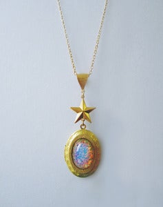 Image of Interstellar Burst Fire Opal Locket Necklace