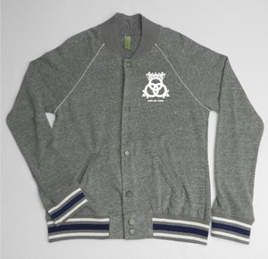 Image of Cashmere Baseball Jacket Grey/ Ivory/ True Navy