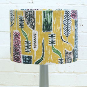 Image of Lampshade in Vintage Hyacinth Barkcloth