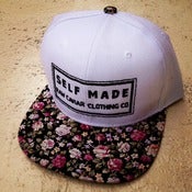 Image of White with mini rose bud floral brim Raw Caviar Snapback