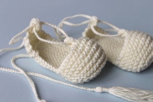 Image of Chaussons bébé espadrilles en coton bio écru