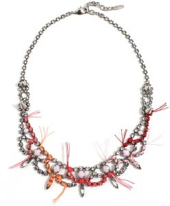 Image of Let Them Eat Cake Crystal Necklace W/Pink Combo Thread Details - Crystal/Pink Combo