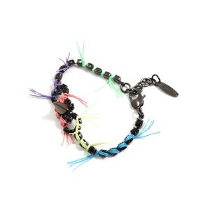 Image of Let Them Eat Cake Crystal & Spike BFF Bracelet W/Multi Bright Threads - Jet/Multi Bright 