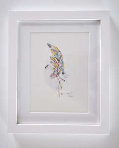 Image of FRAMED RABBIT WITH FEATHERS NO.2 A5 PRINT