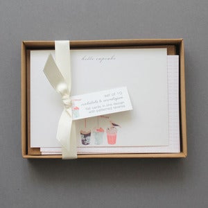 Image of Set Of 10 'Hello Cupcake' Boxed Notelets