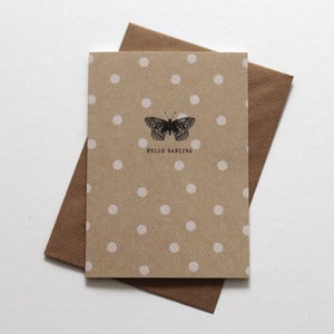 Image of Miniature Vintage - 'Hello Darling' Butterfly Notecard