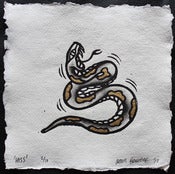 Image of 'Hiss' - Hand Coloured Lino Print with 24ct Gold Leaf Detail