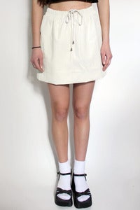 Image of PU leather drawstring ruched mini skirt