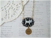 Image of MOP Cat on Black Frame Necklace