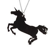 Image of Unicorn Necklace/Earrings made from a recycled vinyl record.