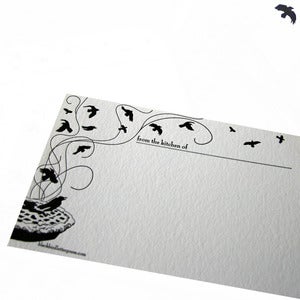 Image of blackbird letterpress blackbird pie recipe cards