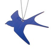 Image of Ltd. Edition Swallow Necklace/Earrings made from a recycled BLUE VINYL record.