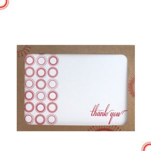 Image of thank you note letterpress card set