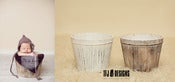Image of Aged Wood Bucket - Whitewash or Creamy Brown - Newborn Prop