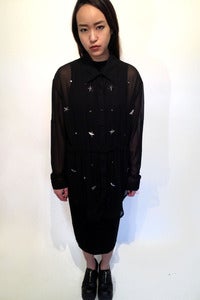 Image of sheer chiffon star studded tunic shirt
