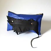 Image of Electric Blue and Black Leather Wrist Clutch