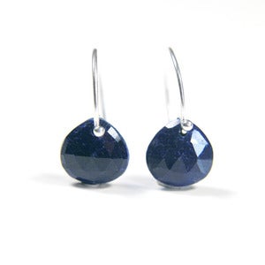 Image of Faceted Sapphire Drop Earrings in Sterling Silver