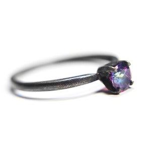 Image of Purple Mystic Topaz Solitaire in Oxidized Sterling
