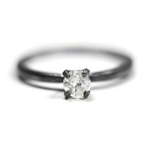 Image of Custom 1/2 carat Diamond Soliatire - Unique Engagement Ring in Oxidized Sterling Silver
