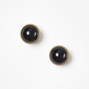 Image of Black Vintage Glass Dome Earrings