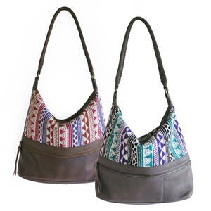 Image of MENKU Handbag in Jacquard/Leather