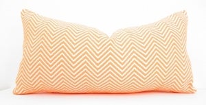 Image of Chevron Pillow Cover, Lumbar Pillow, Bohemian Decor, Orange Cushion, Orange Chevron, Zig Zag, 12x22