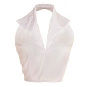 Image of Dotty White Halter Pin-Up Blouse