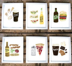 Image of Beer-Food Prints by Redcruiser (set of 6)