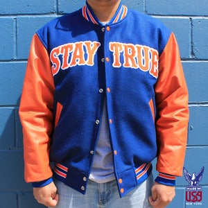 Image of Stay True Varsity Jacket (leather)