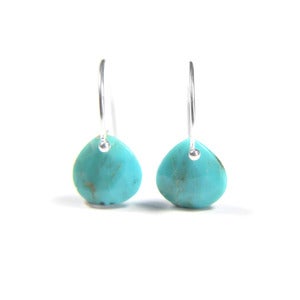 Image of Faceted Turquoise Drop Earrings in Sterling Silver