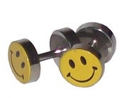 Image of Fake Plugs Smiley Face Faux 1.7cm Diameter Gauges Stainless Steel 16G Studs