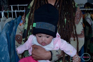 Image of -... camouflage beanie (navy leather)