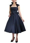 Image of Retro Pleat Dress - Black