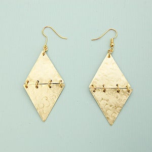 Image of Large Brass Diamond Triangle Earrings 